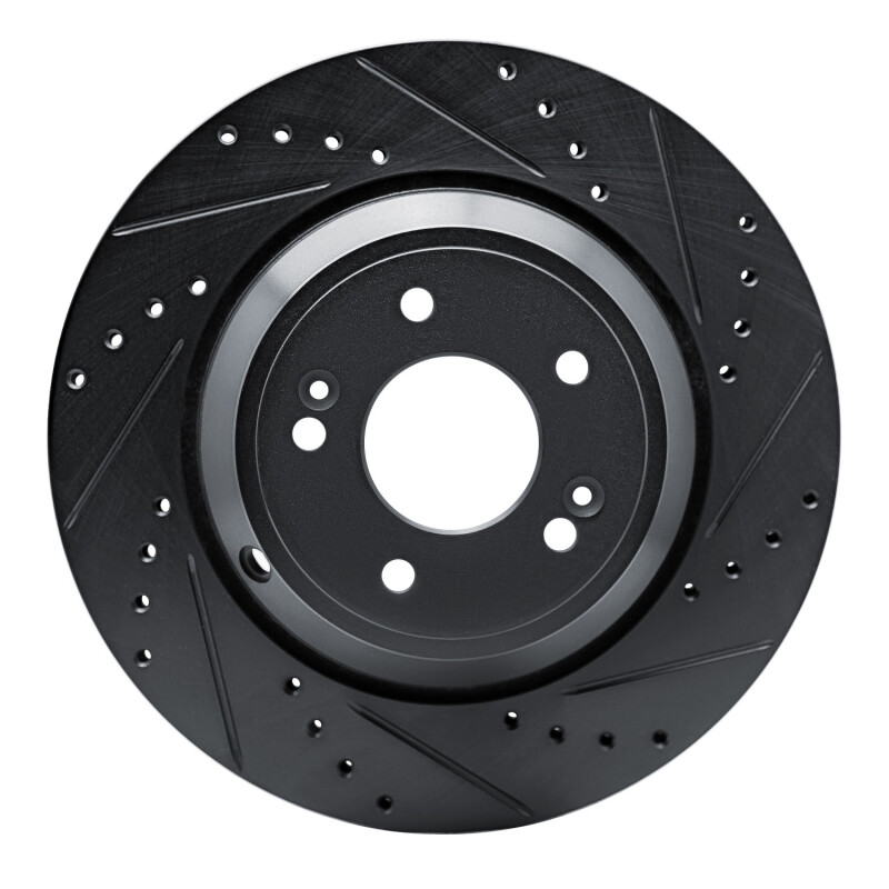 Genesis G70 Brake Rotor (1) - Rear Right - R1 Concepts - Drilled & Slotted - Black - `18-`23